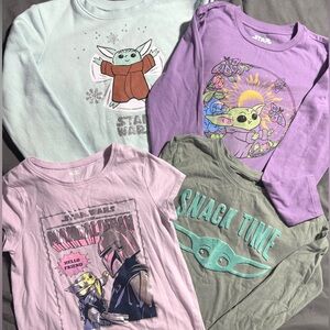 Girls Baby Yoda Star Wars Sweater, Long Sleeve Tshirt Top Bundle Size Medium 7/8